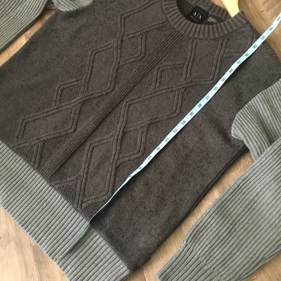 Cable Knit Llama Wool + Cotton Ribbed Sleeve Sweater - Picture 13 of 15